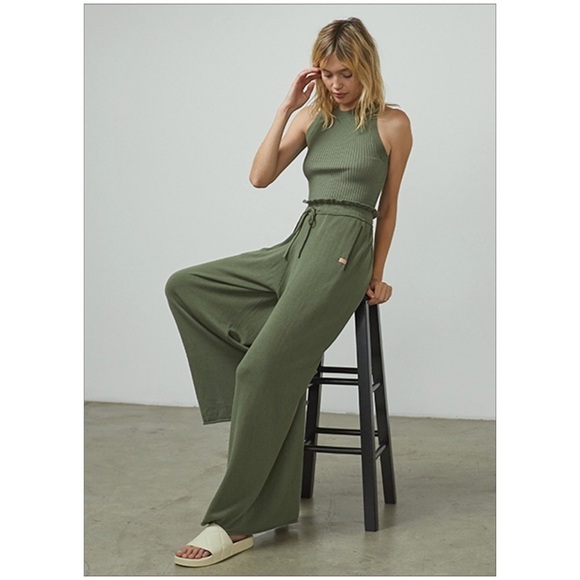 NWOT Lunya Cozy Cotton Silk Relaxed Ankle Pants Humble Green - Picture 1 of 6